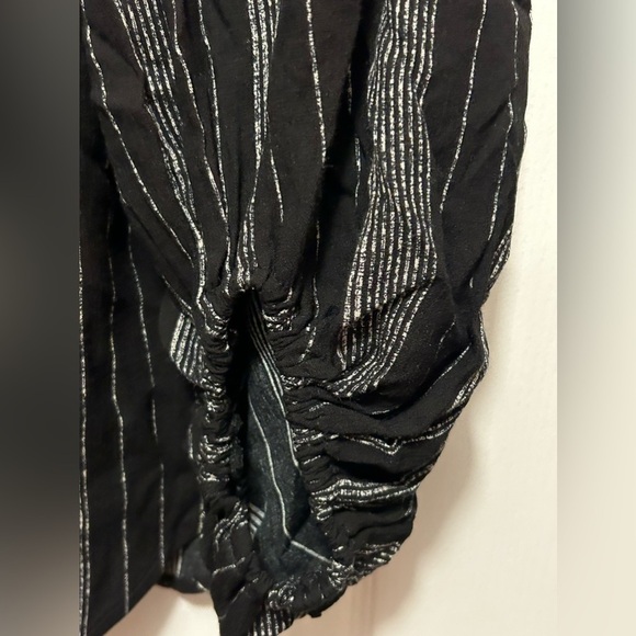 Blu Pepper boho blouse black white peasant sleeve women’s M striped top NWT - Picture 7 of 16